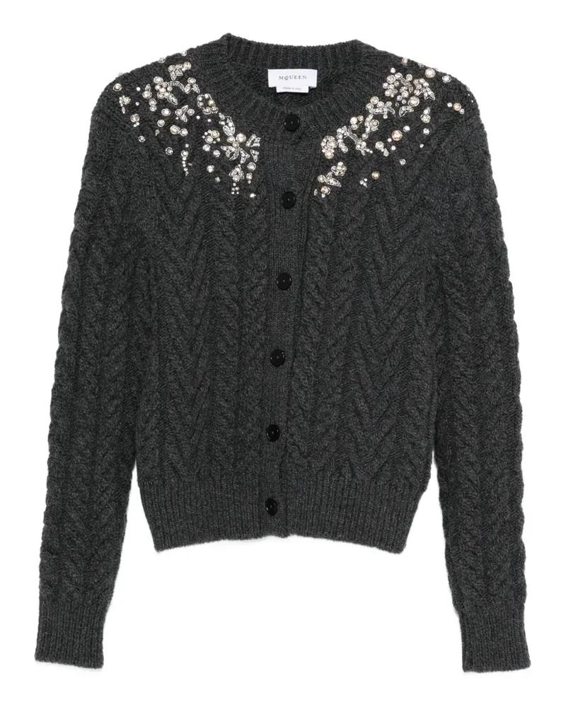 Alexander McQueen crystal cable-knit cardigan - Grau Grau