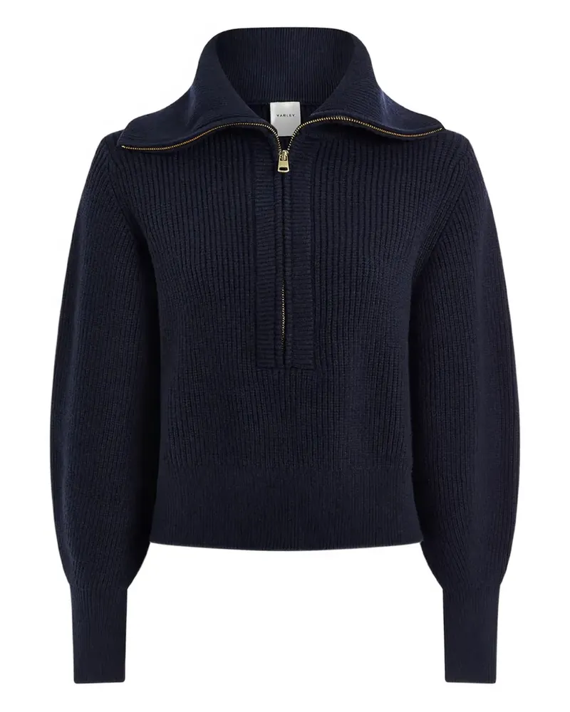 Varley Gerippter Maura Pullover mit kurzem Reißverschluss - Blau Blau