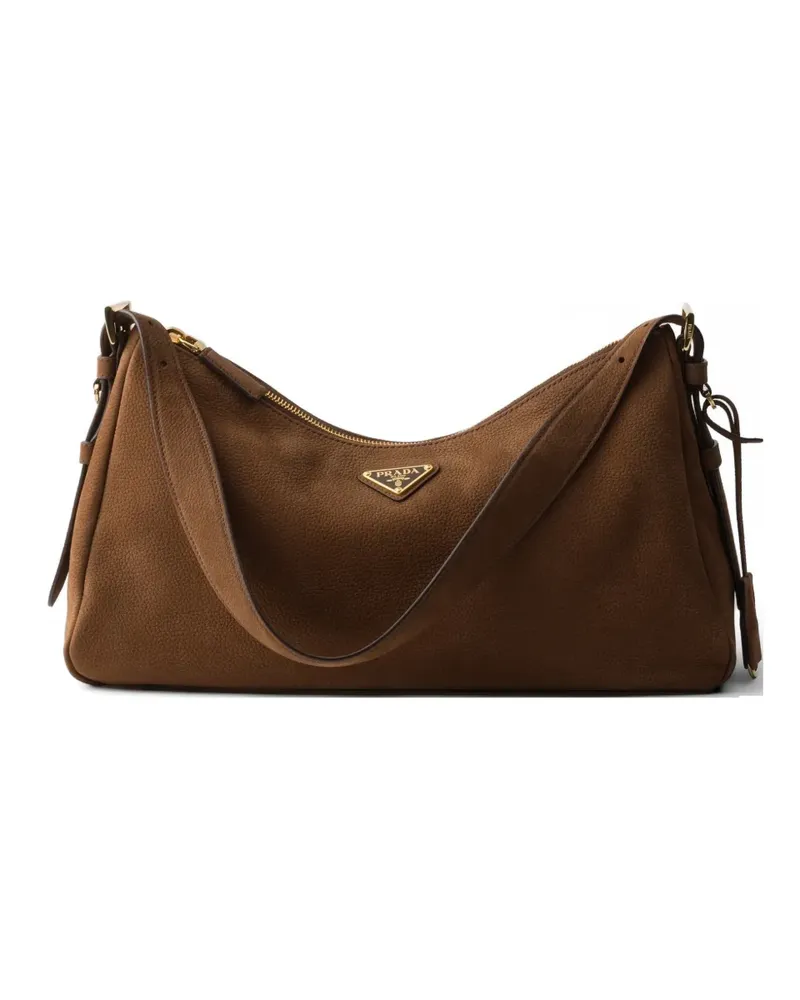 Prada Aimée large nubuck leather shoulder bag - Braun Braun