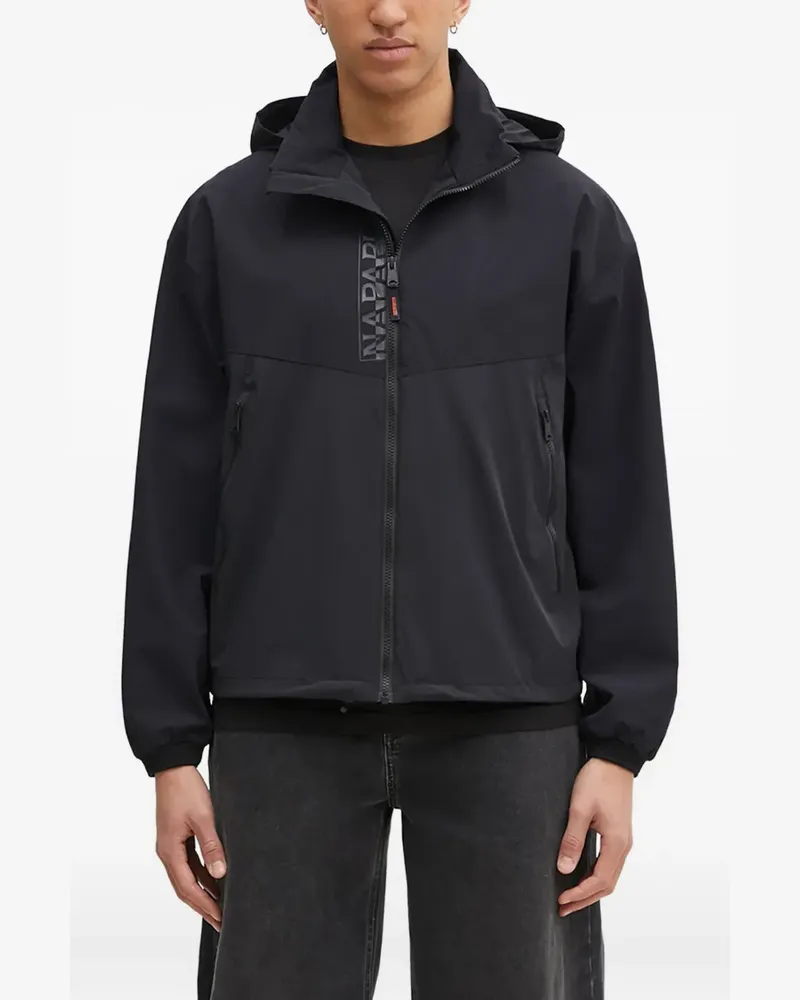 Napapijri Kapuzenjacke mit Logo - Schwarz Schwarz