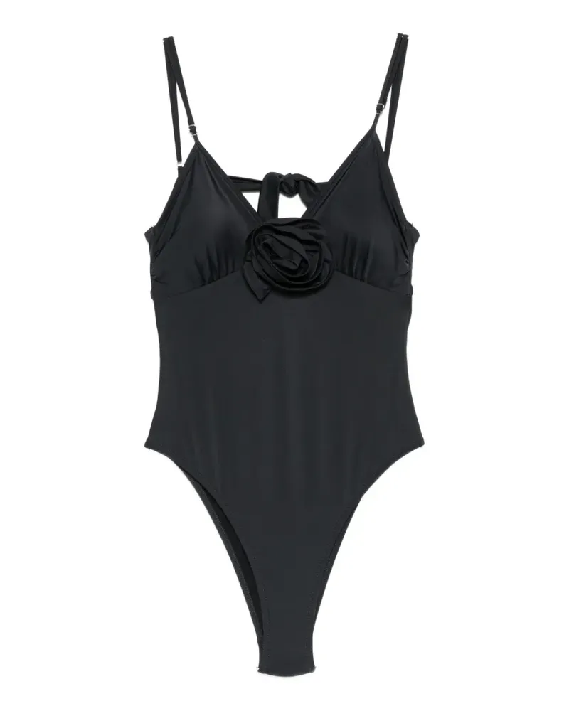 Moschino floral-appliqué swimsuit - Schwarz Schwarz