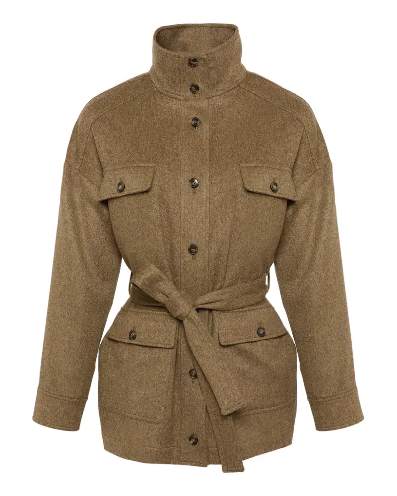 Yves Salomon button belted cashmere jacket - Nude Nude