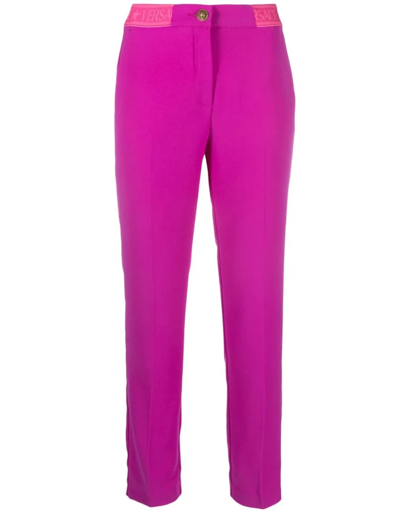 Versace Jeans Slim-Fit-Hose mit Logo-Bund - Rosa Rosa