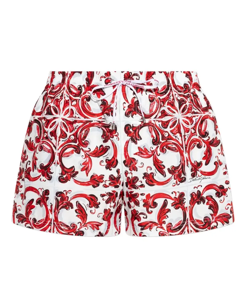 Dolce & Gabbana Badeshorts mit Majolica-Print - Rot Rot