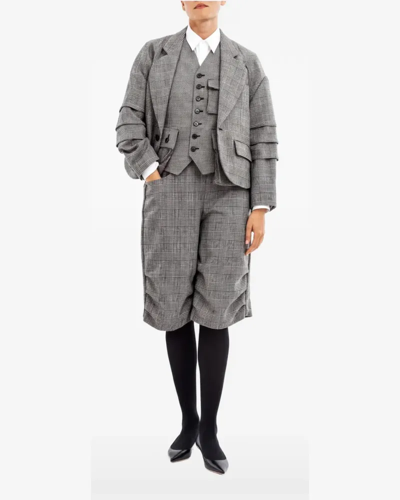 Comme des Garçons check tiered-sleeve jacket - Schwarz Schwarz