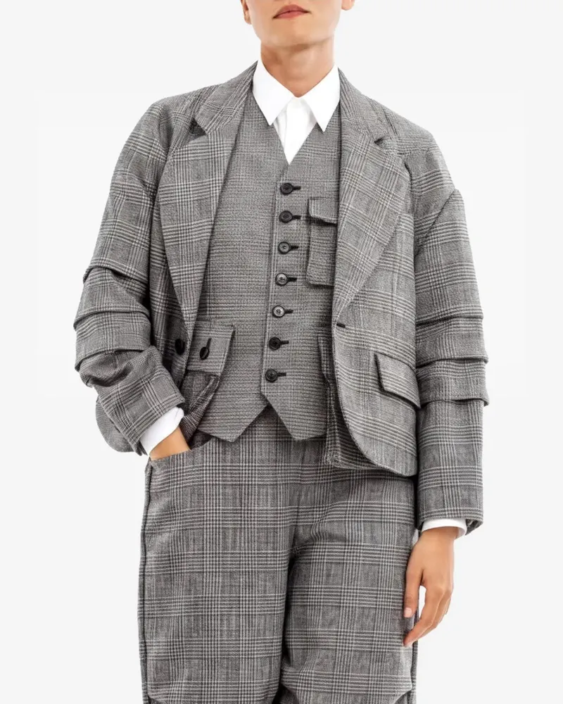 Comme des Garçons check tiered-sleeve jacket - Schwarz Schwarz