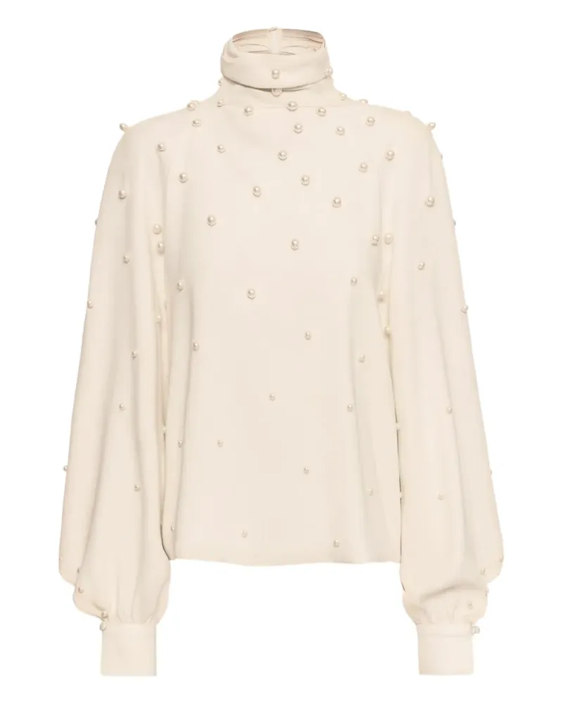 Oscar de la Renta Bluse mit Perlen - Nude Nude
