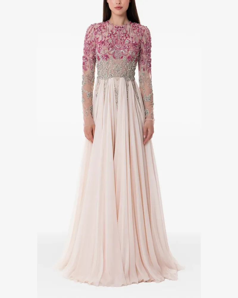 Dina Melwani Maxikleid mit Kristallen - Nude Nude