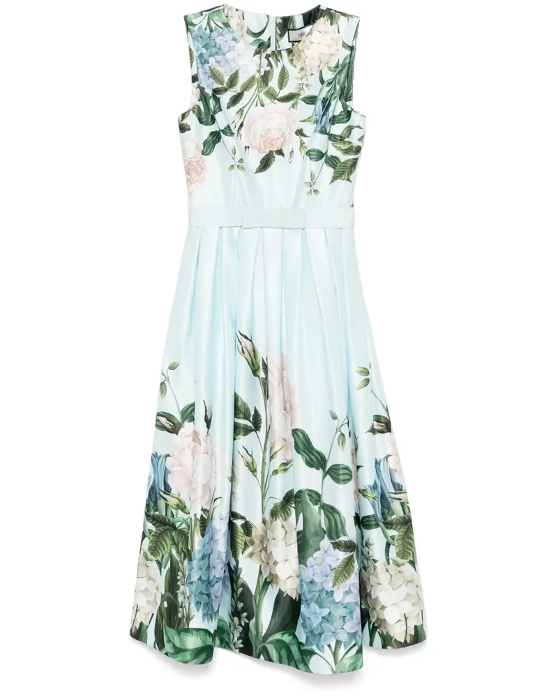 NISSA Taft-Midikleid mit Blumen-Print - Blau Blau