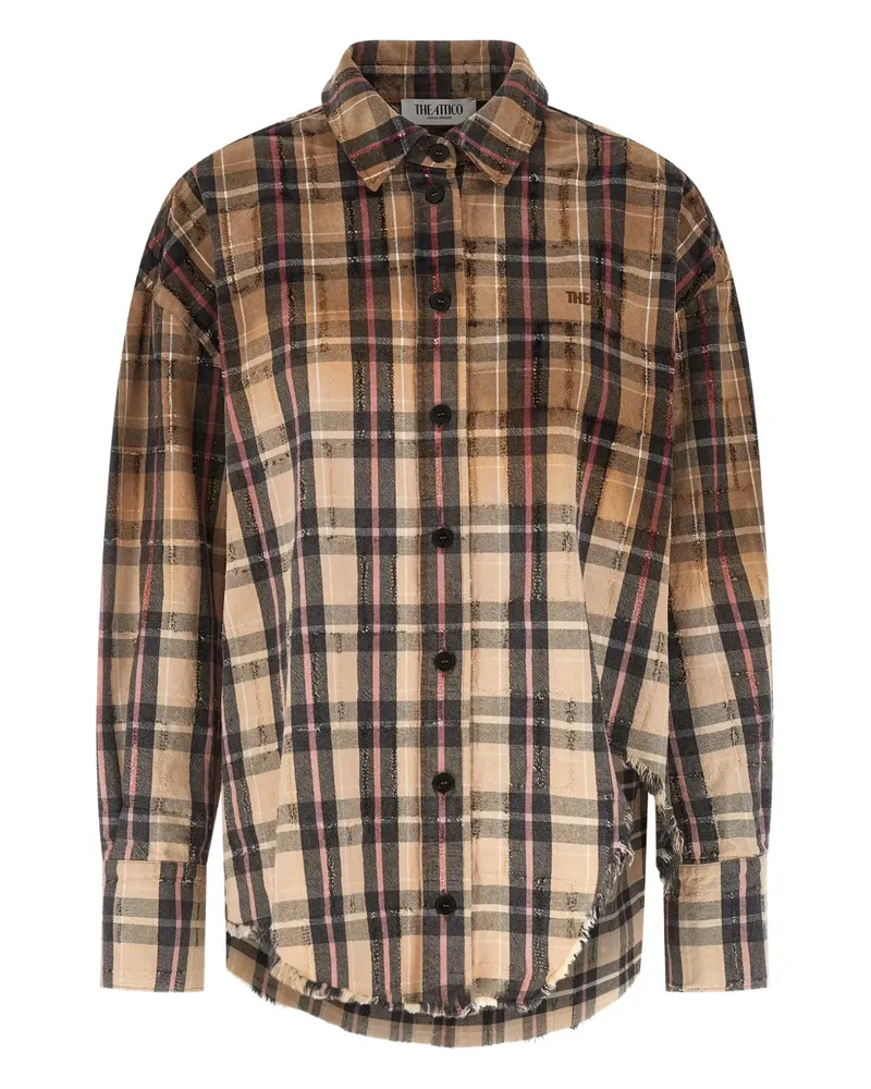 ATTICO check frayed shirt - Nude Nude