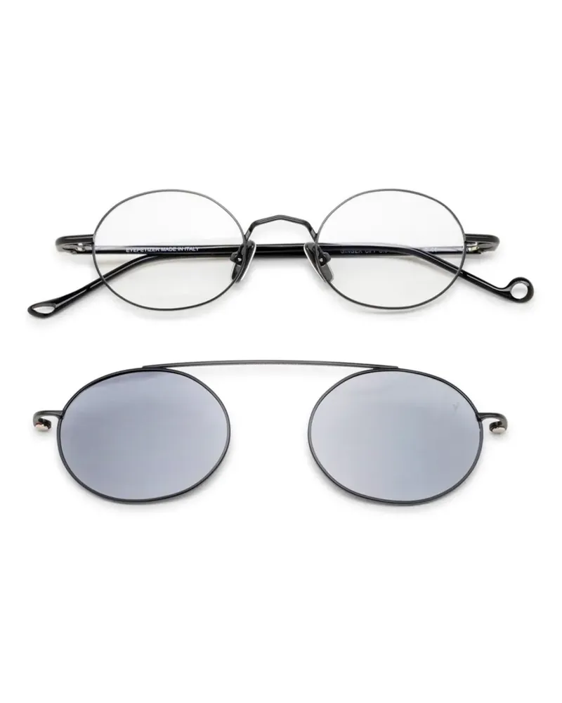 Eyepetizer Ginger + Clip-On Brille mit rundem Gestell - Schwarz Schwarz