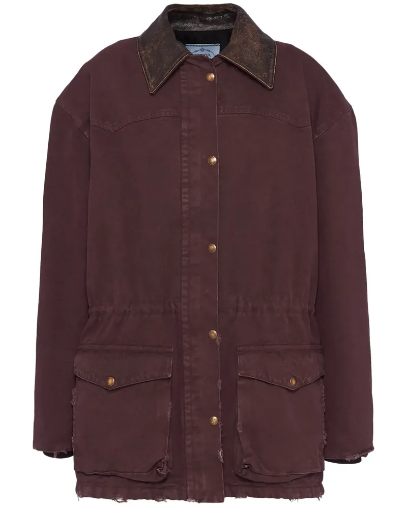 Prada Einreihige Canvas-Jacke - Rot Rot