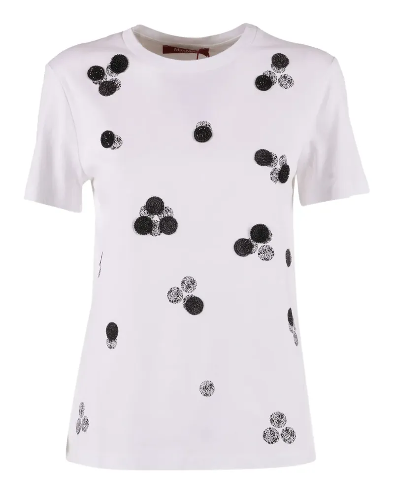 Max Mara Umano T-Shirt mit Perlen - Weiß Weiß