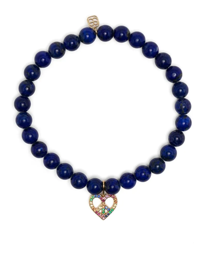 Sydney Evan 14kt Peace Heart Gelbgoldarmband - Blau Blau