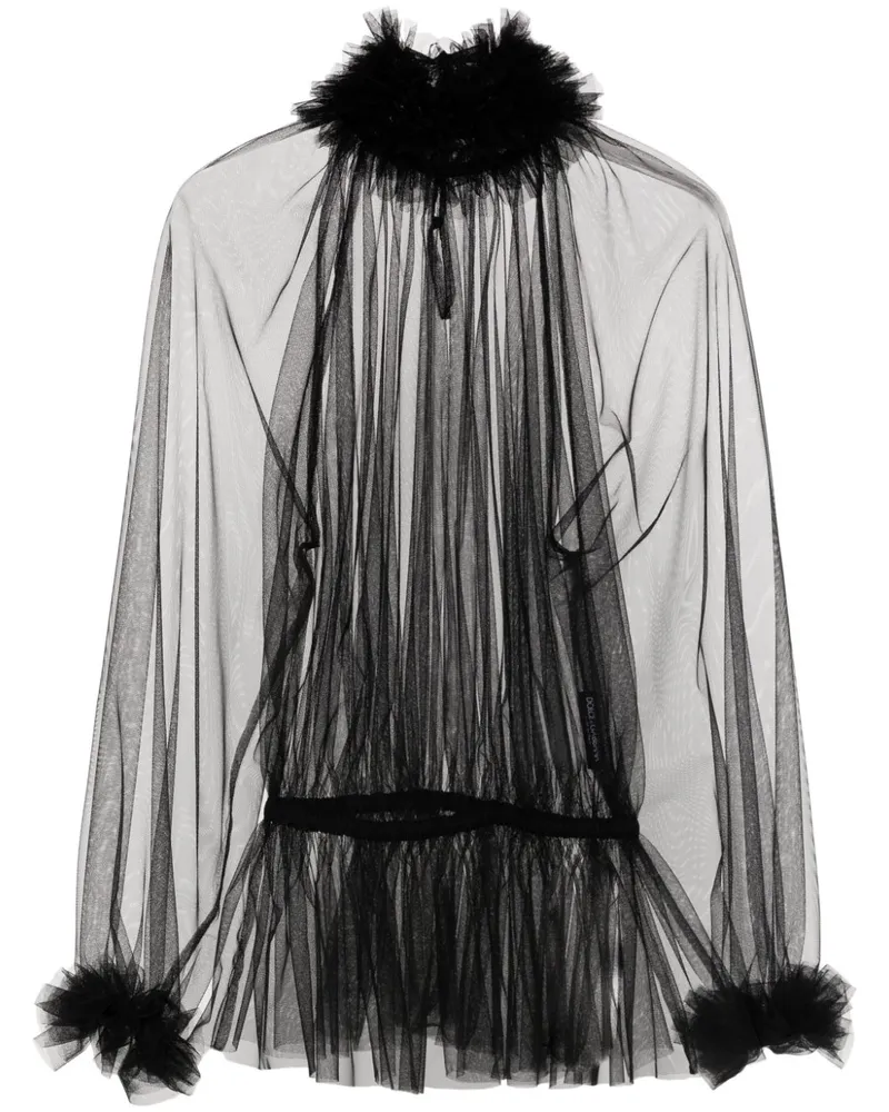 Dolce & Gabbana Semi-transparente Bluse mit Rüschen - Schwarz Schwarz