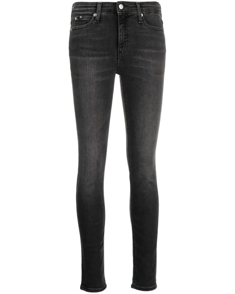 Calvin Klein Halbhohe Skinny-Jeans Schwarz