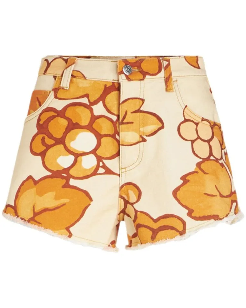 Etro Jeans-Shorts mit Print Orange