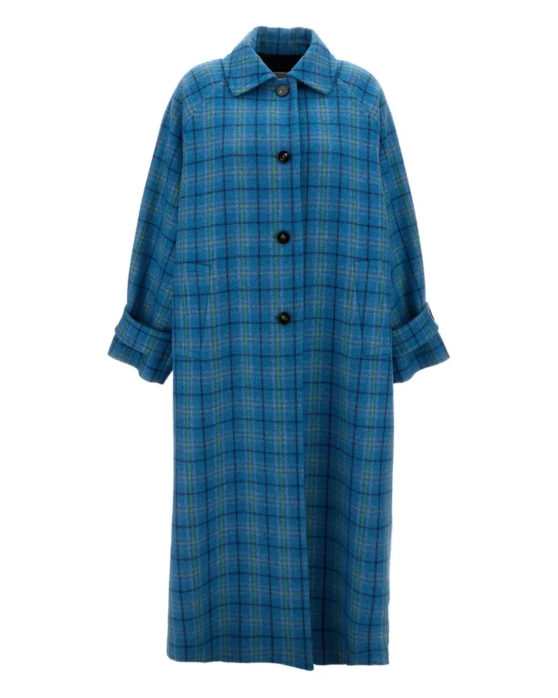 Alberto Biani Karierter Mantel mit Knöpfen - Blau Blau