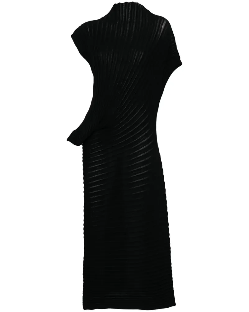 Issey Miyake Stream Midikleid - Schwarz Schwarz