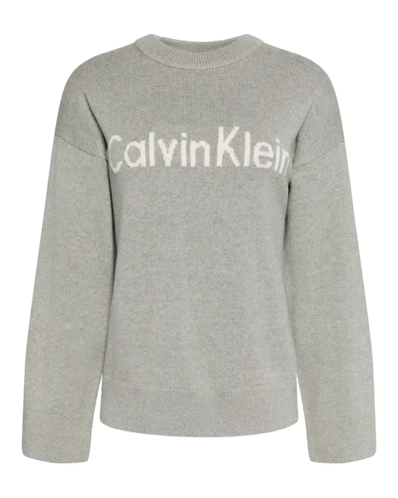 Calvin Klein logo-intarsia crew-neck sweater - Grau Grau