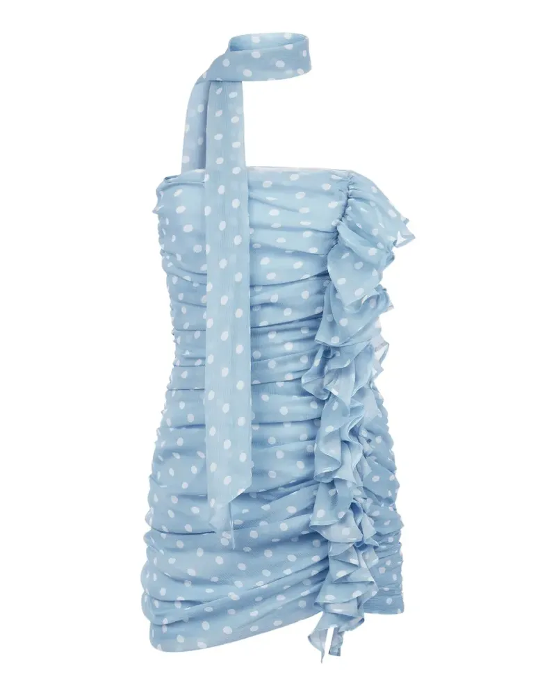 Nina Ricci Gerüschtes Minikleid mit Polka Dots - Blau Blau
