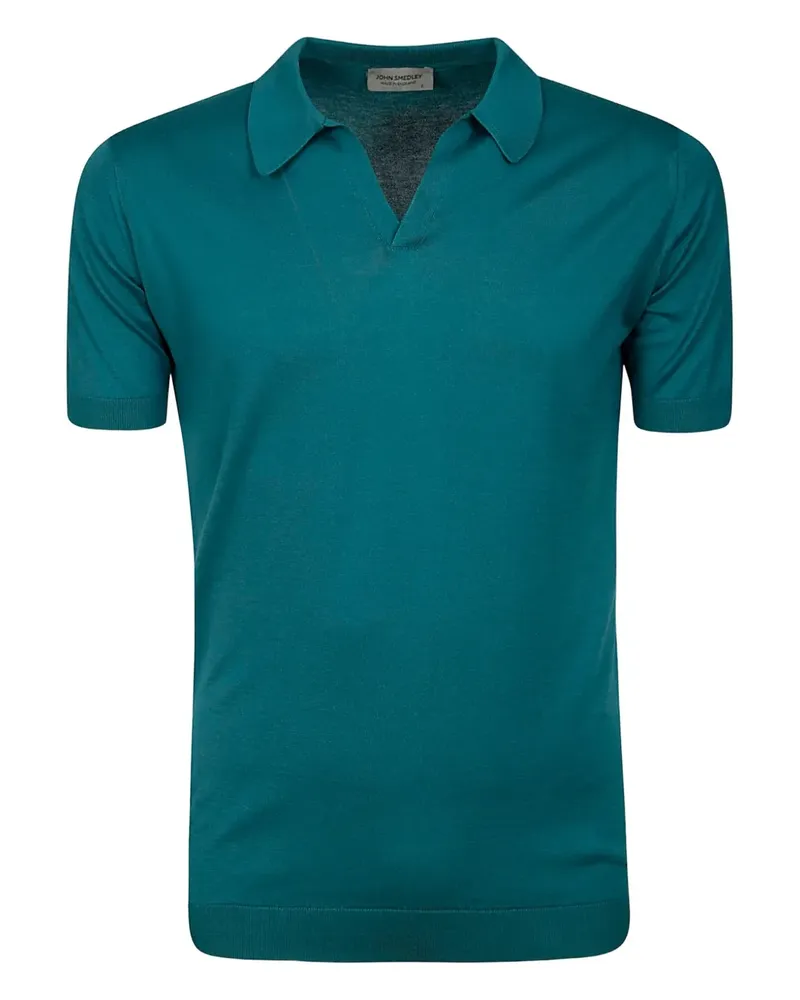 John Smedley Poloshirt mit V-Ausschnitt - Blau Blau
