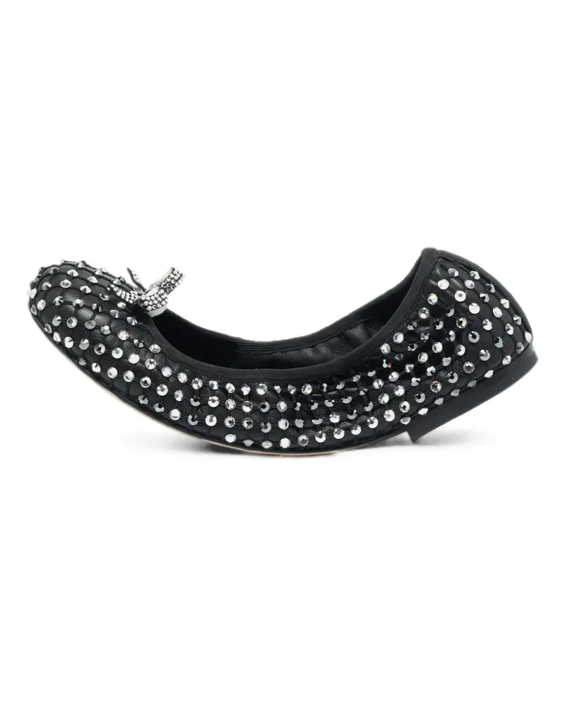 René Caovilla Galaxia crystal-embellished ballet flats - Schwarz Schwarz