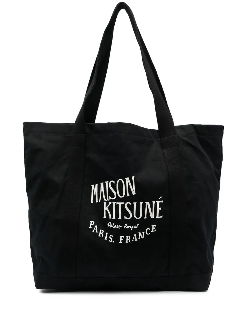 Kitsuné Shopper mit Logo-Print Schwarz