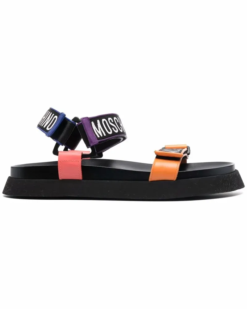 Moschino Plateau-Sandalen mit Logo - 00B BLACK 00b