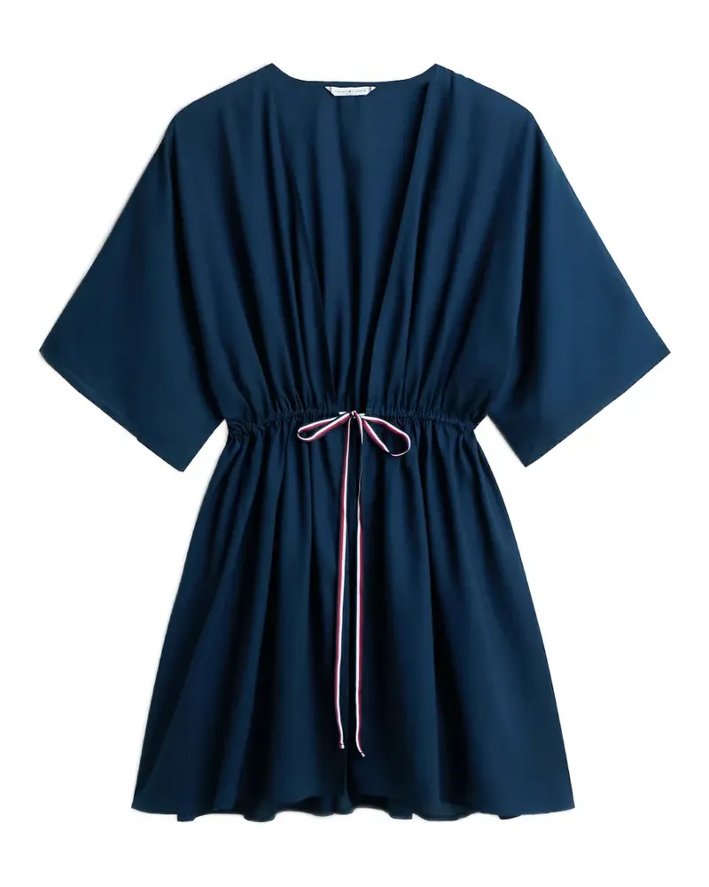 Tommy Hilfiger drawstring-fastening V-neck cover up - Blau Blau