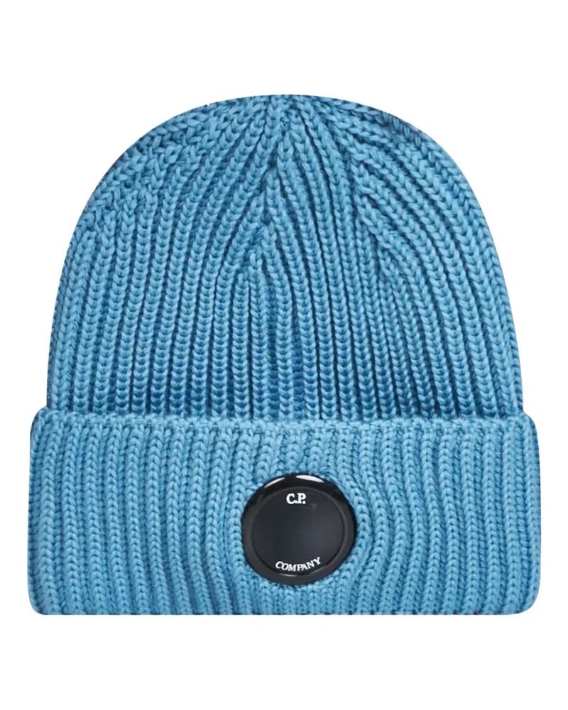 C.P. Company lens-detail ribbed beanie hat - Blau Blau