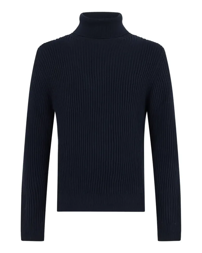 Slowear Gerippter Rollkragenpullover - Blau Blau