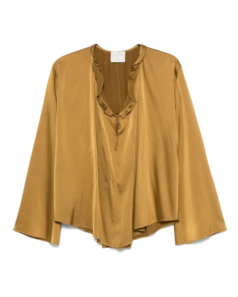 forte_forte Bluse mit Rüschenkragen - Grün Grün