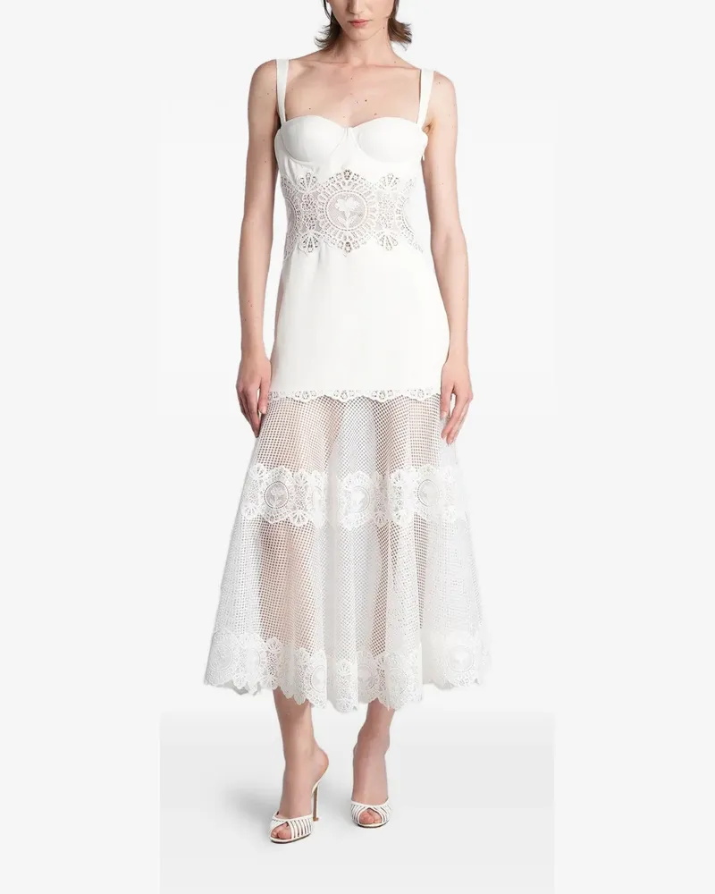 Retrofête Olenna guipure lace-panelled midi dress - Weiß Weiß