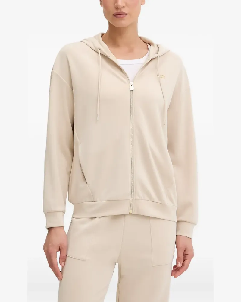 EA7 logo-plaque zip-up hoodie - Nude Nude