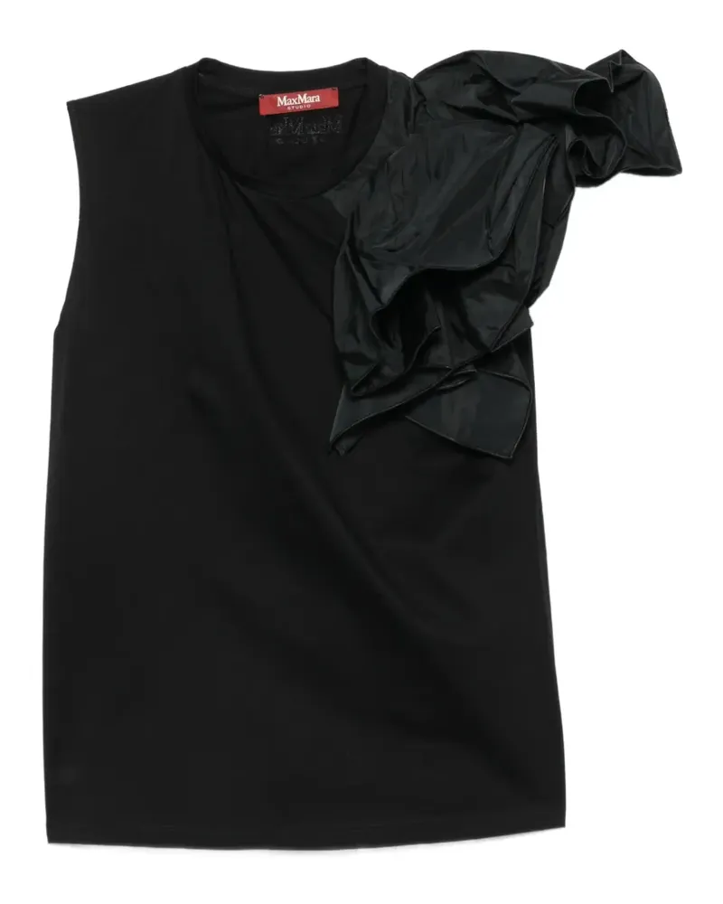Max Mara Top mit Rüschen - Schwarz Schwarz