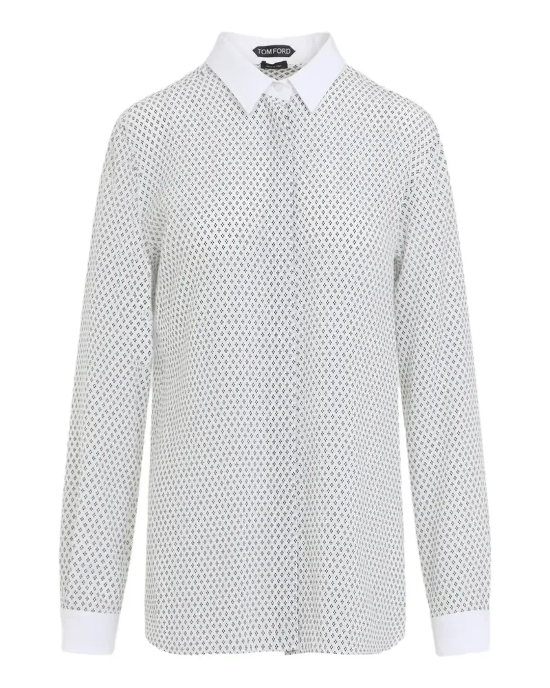 Tom Ford Seidenhemd mit geometrischem Print - Weiß Weiß