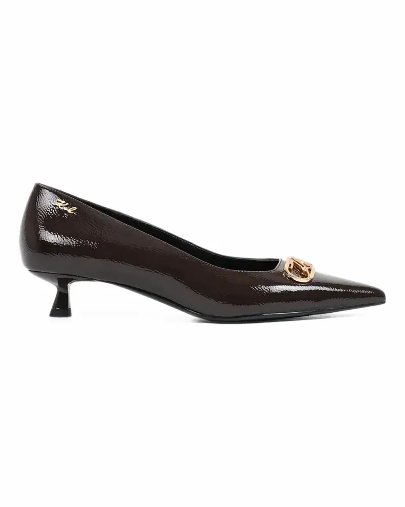 Karl Lagerfeld Pasha patent-finish logo-plaque pumps - Braun Braun