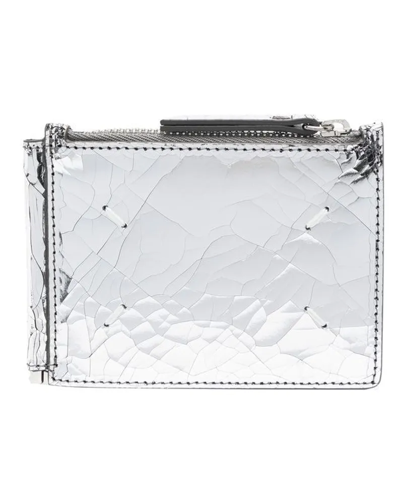 Maison Margiela Faltbares Portemonnaie in Metallic-Optik - Grau Grau