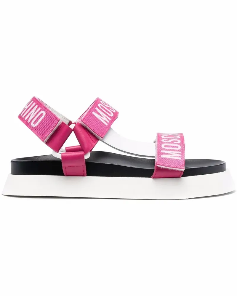 Moschino Pantoletten mit Logo-Stickerei - Rosa Rosa