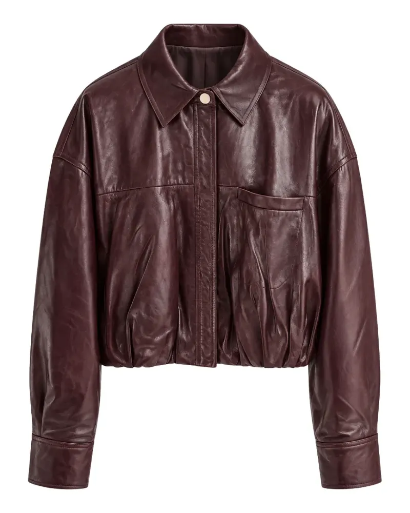 SPORTMAX gathered-detail leather jacket - Violett Violett