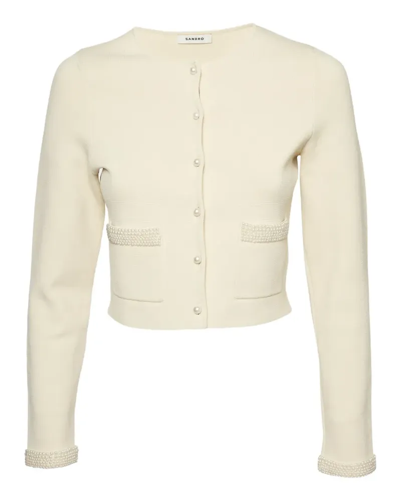Sandro beaded cropped cardigan - Nude Nude