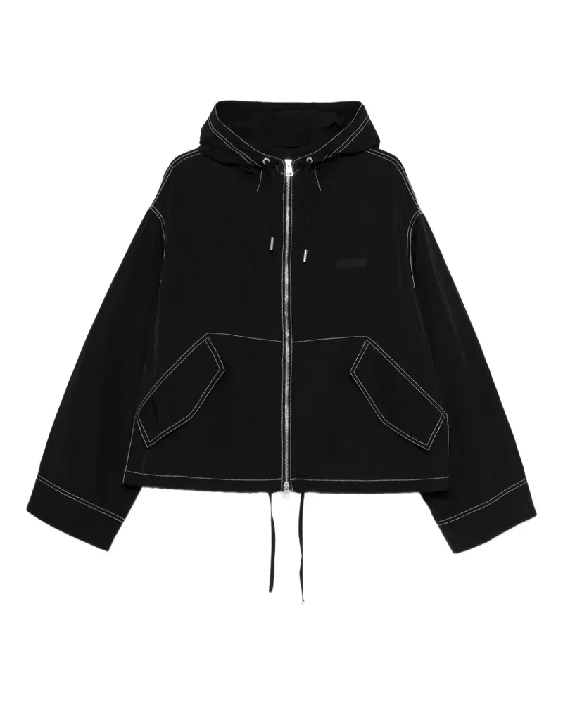 AMI Paris Kapuzenjacke mit Kontrastnähten - Schwarz Schwarz