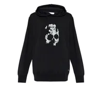 Hoodie mit Totenkopf-Print - Schwarz