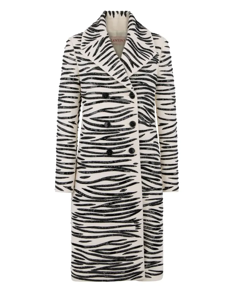 Valentino Garavani zebra-stripe double-breasted coat - Nude Nude