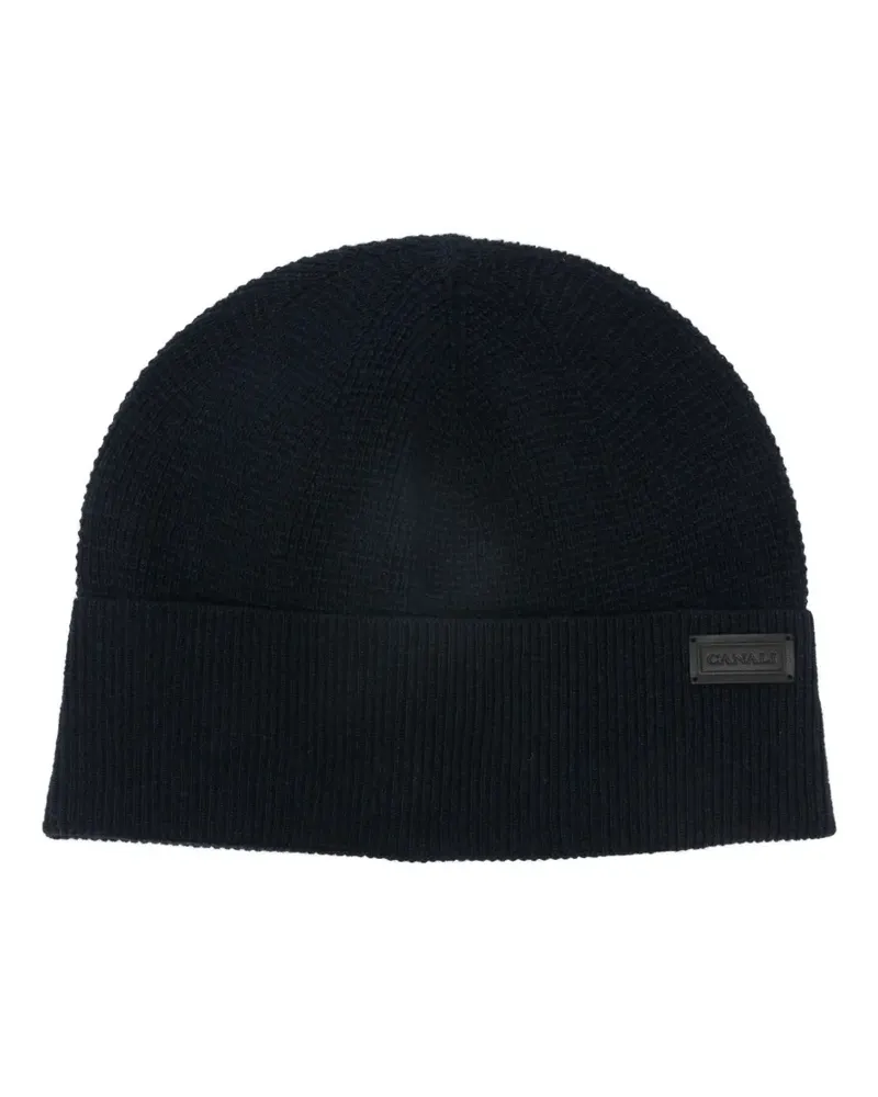 Canali logo-patch beanies - Blau Blau