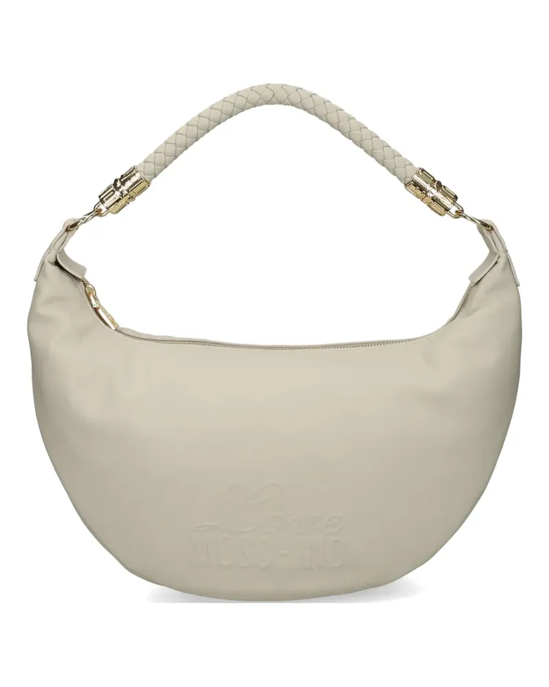 Moschino logo-embossed braided-handle shoulder bag - Nude Nude