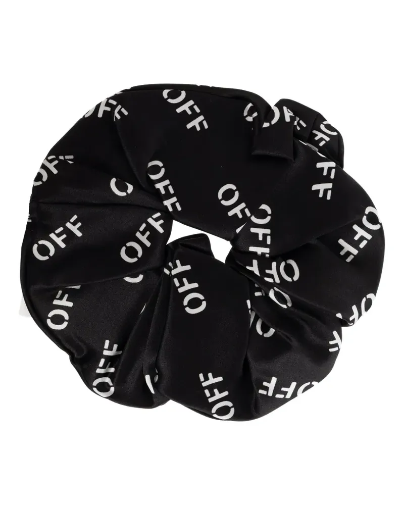OFF-WHITE logo-print silk scrunchie - Schwarz Schwarz