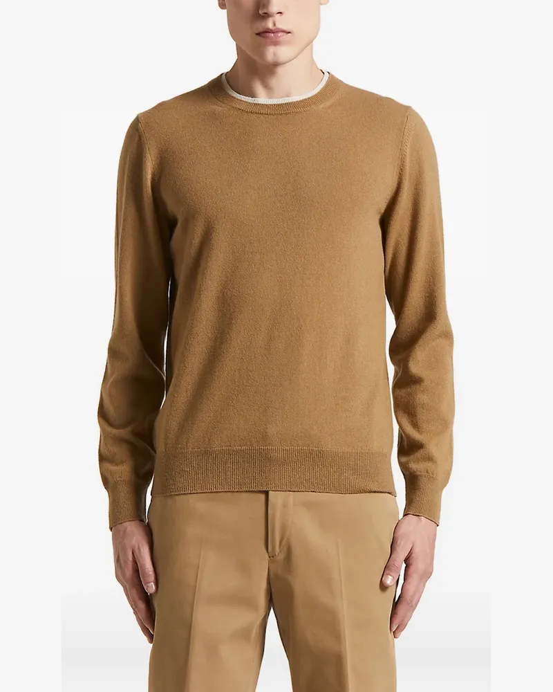 Peserico Woll-Kaschmir-Pullover mit rundem Ausschnitt - Braun Braun
