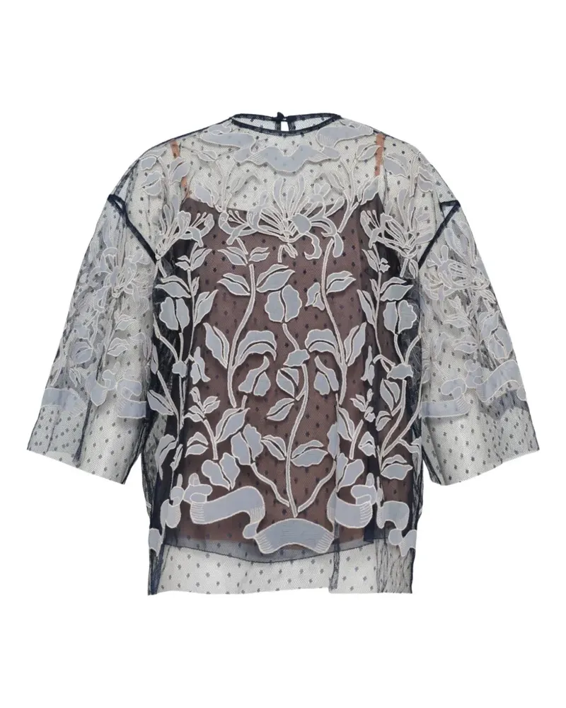Biyan tulle embroidered layered top - Blau Blau